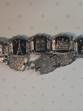 Paris Souvenir Silver Tone Panel Bracelet